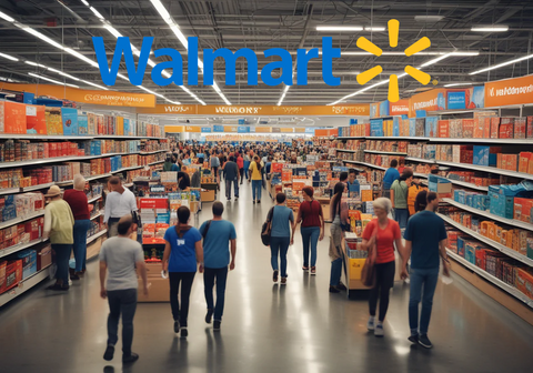 Walmart store and Walmart shoppers